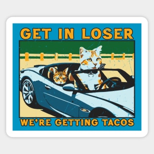 Get In loser we're getting tacos // Funny Taco Cats Sticker